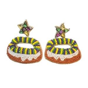 NEW! King Cake Mardi Gras earrings